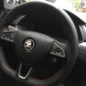 奥迈尔 斯柯达明锐真皮手缝方向盘套速派 科迪亚克柯珞克野帝yeti昕锐昕动汽车改装把套冬四季改装把套 碳纤维+黑皮打孔 实拍图