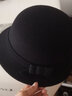 JIASHENGXI羊毛渔夫帽女冬季日系时尚帽子女秋冬百搭圆脸合适韩版潮洋气盆帽 黑色 可调节 实拍图