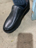 老人头男鞋春秋季商务休闲皮鞋男厚底防滑套脚中年爸爸鞋真皮加绒特大码 黑色加绒款 37 实拍图