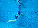 特步（XTEP）儿童泳衣男童连体小中大儿童泳镜泳帽游泳套装 藏青色三件套 18#  实拍图