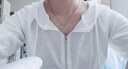 GOCHIEI春季薄款连帽卫衣女长袖t恤打底小衫内搭短款上衣女修身高腰上衣 白色 M 95-100斤 实拍图