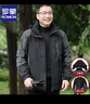 罗蒙（ROMON）高端户外冲锋衣男三合一秋冬连帽外套保暖可拆卸加绒夹克防风爸爸 3212黑灰【三合一】 厚款 均码 185  (建议145-165斤) 实拍图