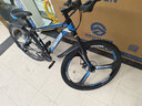 EG7山地自行车成人学生变速越野单车双减震赛车26寸青少年男女 三刀【升级减震 超强承重】黑蓝 27.5寸24速【适合：175-190CM】 实拍图