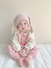 拉比婴儿哈衣秋冬新生儿偏开连体衣宝宝爬服不倒绒连体哈衣 粉红 90cm 实拍图