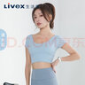 生活秀（Livex）裸感瑜伽服健身上衣露脐美背带胸垫速干短袖跑步运动女 清水蓝 L  实拍图
