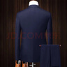VEDEOL三四件套可选 西装男士西服套装休闲修身外套商务正装新伴郎结婚 藏青2扣三件套外套+裤子+领带 L-体重123-140合适 实拍图