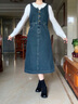 薇衣设2025新款套装春秋季百搭设计感小众法式牛仔长裙女冬季背心连衣裙 衬衣+牛仔裙+腰带 M 90-110斤 实拍图