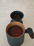 德国NRMEI 乌金釉陶瓷马克杯家用办公室带盖泡茶杯水杯带内胆茶水分离杯带木柄 森绿400ML 实拍图