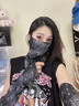 槿城 夏季防晒面罩女ins全脸护颈挂耳口罩骑行面巾男潮薄款紫外线护脸面纱fs5548 腰果花面罩+冰袖（黑） 实拍图