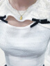 糖力【商场同款】春秋季新款长袖绣花蕾丝镂空修身T恤上衣女 白色 M 晒单实拍图