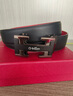 金利来（Goldlion）皮带男真皮自动扣男士商务时尚H扣裤带送情人节礼物头层牛皮腰带 本命年【外黑内红】 130cm 实拍图