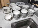 108件碗碟套装北欧家用个性陶瓷餐具套装创意大号汤面碗盘筷组合 108件配汤碗(小花猫圆形) 晒单实拍图