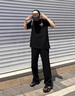 顶峰保罗（Dingfengbaoluo）休闲裤春秋季男士宽松冰丝直筒垂感潮流阔腿长裤子818黑色2XL 实拍图