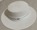 撞青春防晒遮阳帽草帽女春夏季草编欧美法式时尚平顶礼帽沙滩百搭太阳帽 白色 均码（55-60cm） 实拍图