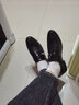 老爷车（WECKER）秋冬商务男鞋圆头增高鞋皮鞋男真皮一脚蹬德比鞋子男加绒男士皮鞋 1088黑色[平跟单里款] 42 实拍图
