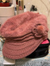 迷人微笑帽子女冬季兔毛鸭舌帽秋韩版加绒潮女士针织毛线帽 蔷薇粉 均码 实拍图
