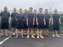 昇亿 运动套装男夏季短袖T恤运动短裤篮球服运动健身速干衣羽毛球男士足球装跑步服短裤训练衣休闲夏天春秋 热火红 XL 实拍图