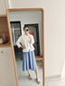 无印良品 MUJI 女式不易起皱平纹宽摆裙 长半身裙女款裙子半裙 BE1T5C4S 藏青色条纹 M (160/66A) 实拍图