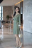 迪图西装连衣裙女2023秋季新款优雅职场高级感气质修身假两件裙子 薄荷绿 M 晒单实拍图