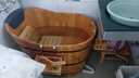 川池（CC）木桶浴桶小户型成人沐浴泡澡洗澡桶香柏木养生加厚实木可带盖加热 90长*56宽+软枕+内外凳+误差 2cm 实拍图