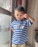 真维斯（Jeanswest）男童t恤短袖夏季新款儿童条纹海魂衫舒适夏装男孩夏天休闲上衣潮 蓝 J棒球运动 100 cm 实拍图