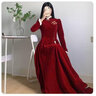 塞德勒敬酒服新娘2025新款冬季酒红色订婚礼服女厚款结婚回门便装高端 酒红色长款 XS 实拍图