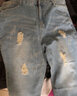 Prato Lee破洞裤男春夏秋季新款牛仔九分裤男士修身九分牛仔裤男装日系宽松复古怀旧破洞男裤小脚裤 FDK图色 34 实拍图