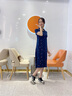 薇洛萱（WeiLuoXuan）2025夏天季新款连衣裙女装宽松休闲碎花POLO中长t恤棉裙子8707 藏青色 M 建议85-100斤 实拍图