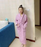 欣美舒纯棉睡袍浴袍毛巾料温泉长款秋冬男女士成人情侣浴衣酒店大码长款 深粉色-纯棉-毛巾料 L 【适合178cm以下180斤以内】 实拍图