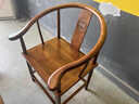 阳光半岛实木椅子中式圈椅围椅三件套茶桌椅榆木太师椅官帽椅主人椅靠背椅 胡桃色/月牙椅（拆装） 经典 实拍图