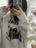 吉闲 卫衣女春秋款2024新款欧货连帽印花宽松百搭加绒上衣外套ins潮 白灰色【薄款】 XL 实拍图