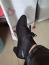 路施南黑色工作鞋女秋冬季深口单鞋真皮中跟系带皮鞋职业粗跟通勤工装鞋 黑色377E(跟高3.8CM) 38 实拍图