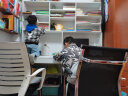 蓝木槿 电脑桌 台式家用书桌书柜组合办公桌写字台带书架学习桌 暖白色(不含柜) 1.6m（左右3格书架） 实拍图