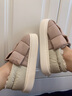 明盛棉拖鞋女包跟冬季棉鞋外穿拖鞋家居室内月子鞋防滑踩屎感厚底保暖 白色曲奇饼 38-39 适合平时穿37-38 实拍图