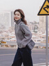 皮尔卡丹毛衣女复古港味新款chic韩版翻领拉链针织开衫慵懒风宽松加厚外套 灰色 L 实拍图