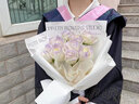 插画鲜花速递紫玫瑰混搭花束求婚表白送女友老婆生日礼物全国同城配送 15朵薄雾紫2朵蝴蝶兰混搭花束 实拍图