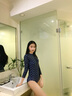 安与·洛施琪 韩版新款长袖防晒三角连体泳衣女显瘦浮潜保守温泉遮肚 黑色 M (  建议80-95斤 ) 实拍图