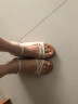 红蜻蜓女凉鞋夏季时尚百搭一字带真皮软底舒适女士妈妈坡跟凉鞋女平底鞋 米色（WTK21045） 39 实拍图