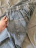 马登工装美式复古泼墨涂鸦水洗牛仔裤宽松直筒阔腿裤伐木老爹长裤男 浅蓝色 M 实拍图