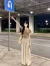 雪妃蓝琪休闲裤子女2026新款夏季女装小个子时尚气质穿搭显高显瘦阔腿裤 咖色上衣+卡其裤子 L 【建议100-120斤】 实拍图