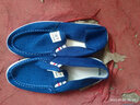 老北京布鞋男透气舒适防滑帆布鞋休闲布鞋中老年布鞋一脚蹬工作鞋 齐根牛仔布蓝 40 实拍图