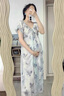 衣百壹（yIBAIyI）孕妇装新品2025夏季连衣裙浪漫休闲V领系带收腰长裙宽松孕妇裙子 蓝色 XL130-150斤 实拍图