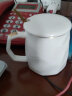 几物森林 陶瓷马克杯带盖大容量咖啡杯情侣杯牛奶杯早餐水杯男女茶杯白色 晒单实拍图