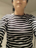 MUJI MUJI 女式 粗棉线条纹长袖T恤 黑*横条 M 实拍图