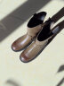 Bata时装靴女冬季商场新款英伦风通勤百搭牛皮中筒靴ANJ60DZ3 啡色-单里 38 晒单实拍图