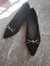 微光里 粗跟单鞋女 春夏季绒面尖头方跟鞋通勤中跟职业正装鞋高跟鞋 黑色 38 实拍图