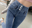 利比吉春秋新款超高腰显瘦牛仔裤女韩版三扣修身紧身小脚长裤铅笔裤 复古长裤三扣 29 （110-120斤） 实拍图