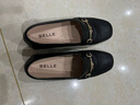 百丽（Belle）羊皮通勤乐福鞋女压纹OL单鞋BZ520CA3预售 黑色 38 实拍图