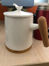 古石尊陶瓷杯子马克杯日式茶杯带盖过滤茶水分离杯大容量水杯定制泡茶杯 司南马克杯  素白（礼盒装） 实拍图