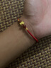 周福生黄金转运珠男福佑生肖蛇本命年红绳手链刻字 生日礼物送女友 单个福佑生肖+2金珠（下单备注生肖及手寸） B款：黑加酒红4玛瑙 实拍图